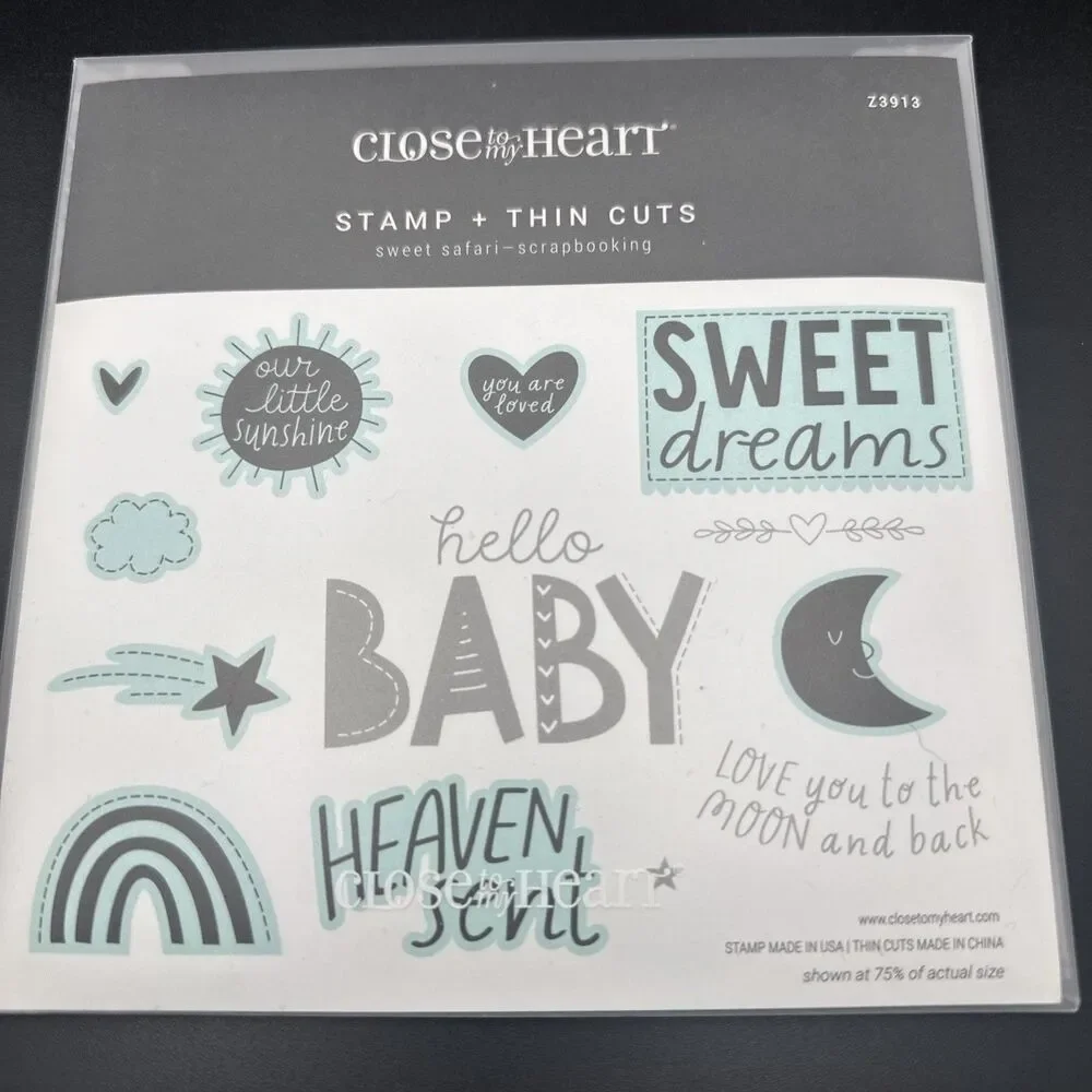 CTMH Z3913 THIN CUTS & D1986 SWEET SAFARI hello BABY Close to my heart Stamps